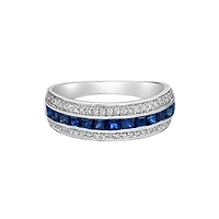 14K White Gold Sapphire ring with diamonds