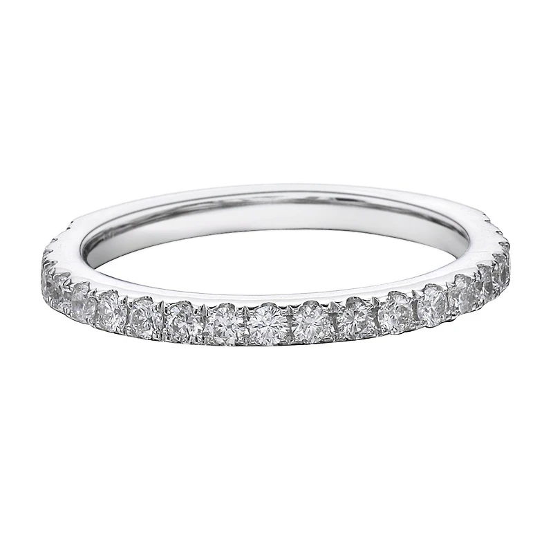 14K White Gold Prong-set diamond eternity wedding band