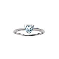 10K White Gold Prong-set Aquamarine ring - 4.5