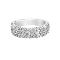 14K White Gold Multiple Row Pave-set Diamond Ring