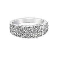 14K White Gold Prong-set diamond band with flower