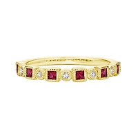 10K Yellow Gold Ruby & diamond band - 4.5