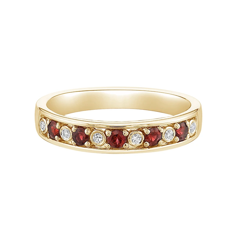14K Yellow Gold Ruby & Diamond band - 4.5