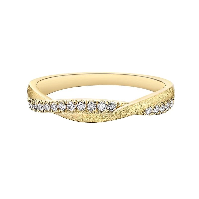 10K Yellow Gold Brushed Gold 0.21cttw diamond wedding band - 4.5