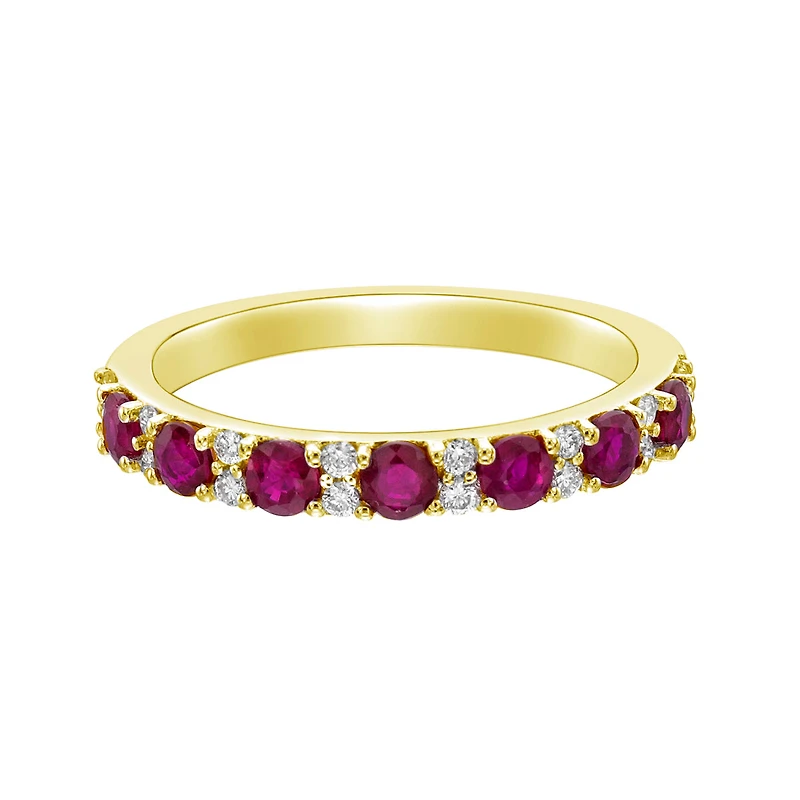 10K Yellow Gold Classic Ruby & Diamond band - 4.5