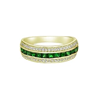 14K Yellow Gold Emerald ring with diamonds