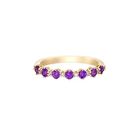 10K Yellow Gold Amethyst & diamond band - 4.5