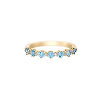 10K Yellow Gold Prong-set Blue Topaz & Diamond band - 4.5