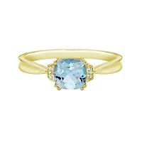 10K Yellow Gold Prong-set Aquamarine ring with Diamond accent - 4.5