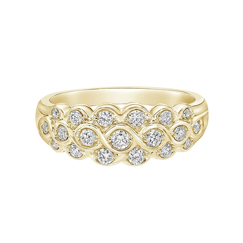 14K Yellow Gold Prong-set diamond band curves