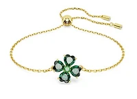 Swarovski Idyllia bracelet, Mixed cuts, Clover, Green, Gold-tone plated 5666585