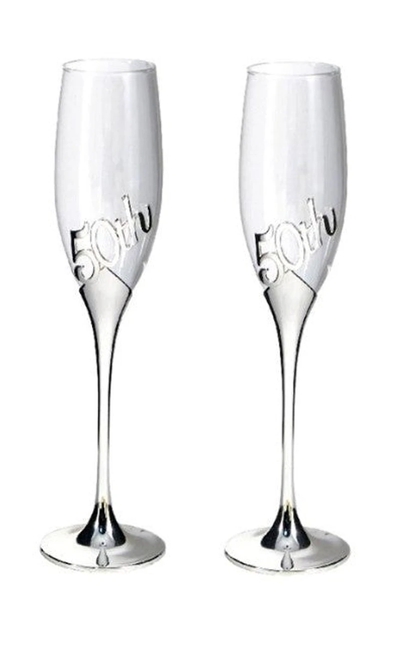 2 Pieces 50th Champagne Flutes - SE2550
