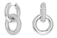 Swarovski Dextera hoop earrings, Interlocking loop, White, Rhodium plated 5671807