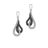 10K White Gold cttw Black Diamond Earrings