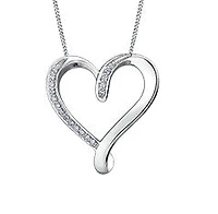 10K White Gold cttw Diamond Heart Pendant