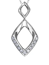 10K White Gold 0.11cttw Diamond Pendant, 18"