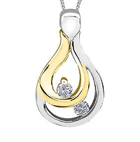 10K White and Yellow Gold 0.05 cttw Diamond Pendant, 18"