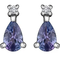 10K White Gold 0.40 cttw Genuine Tanzanite & 0.02 cttw Diamond Earrings