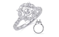 14K Round Brilliant Cut Halo Diamond Ring