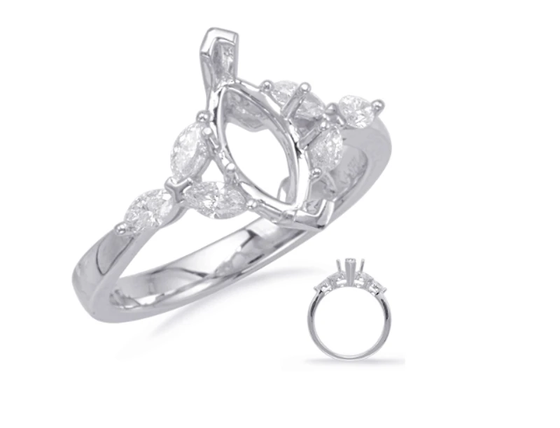 14K Marquise Cut Diamond Ring - Mount Only (No centre diamond) / Gold