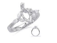 14K Marquise Cut Diamond Ring - Mount Only (No centre diamond) / Gold