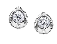 10K White Gold 0.15cttw Round Brilliant Cut Canadian Diamond Earrings