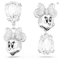 Swarovski Disney Minnie Mouse drop earrings Asymmetrical design, White, Rhodium plated  5668779 - Discontinued