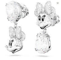 Swarovski Disney Minnie Mouse drop earrings Asymmetrical design, White, Rhodium plated  5668779 - Discontinued