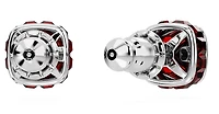 Swarovski - Birthstone stud earrings, Square cut, January, Red, Rhodium plated - 5660798