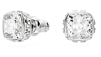 Swarovski - Birthstone stud earrings, Square cut, April, White, Rhodium plated - 5661957