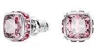 Swarovski Birthstone stud earrings, Square cut, October, Pink, Rhodium plated - 5661960