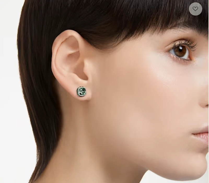 Swarovski Birthstone stud earrings, Square cut, May, Green, Rhodium plated - 5660801