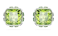 Swarovski Birthstone stud earrings, Square cut, August, Green, Rhodium plated - 5661958