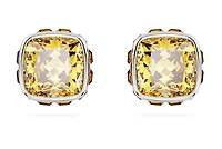 Swarovski Birthstone stud earrings, Square cut, November, Yellow, Rhodium plated - 5660802