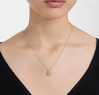 Birthstone pendant, Square cut, November, Yellow, Rhodium plated - 5651792