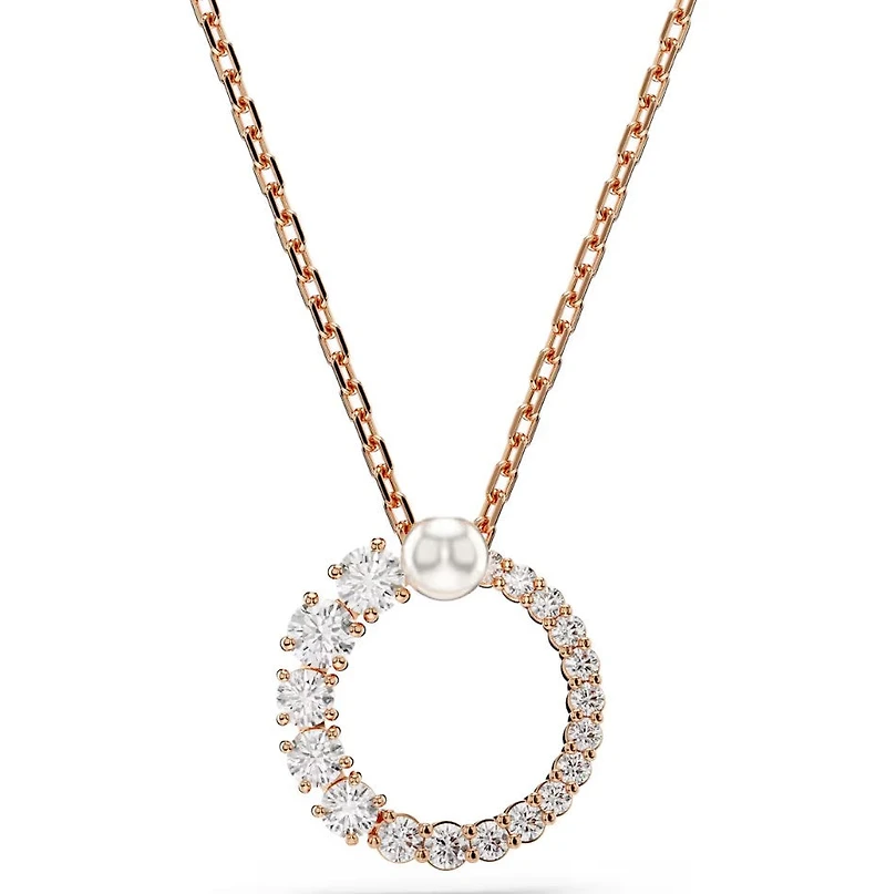 Swarovski - Matrix pendant, Crystal pearl, Round cut, White, Rose gold-tone plated - 5692265