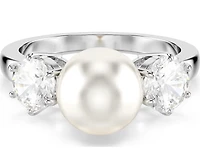 Swarovski - Matrix ring, Crystal pearl, Round cut, White, Rhodium plated Size 58 - 5689628