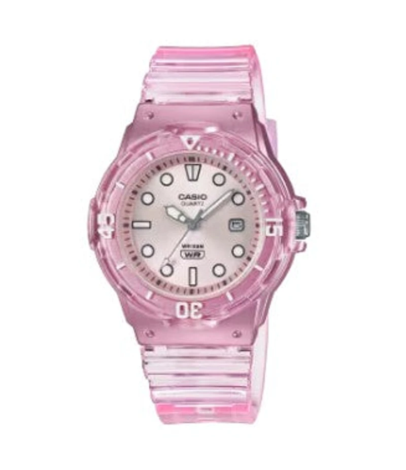 Casio POP Women's 'Dive Series' Quartz Transparent Resin Casual Watch LRW-200HS-4EVCF, Transparent Pink
