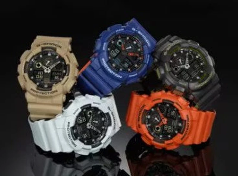 Casio G-Shock Analog Digital Watch - GA100L-2A - Blue & Orange