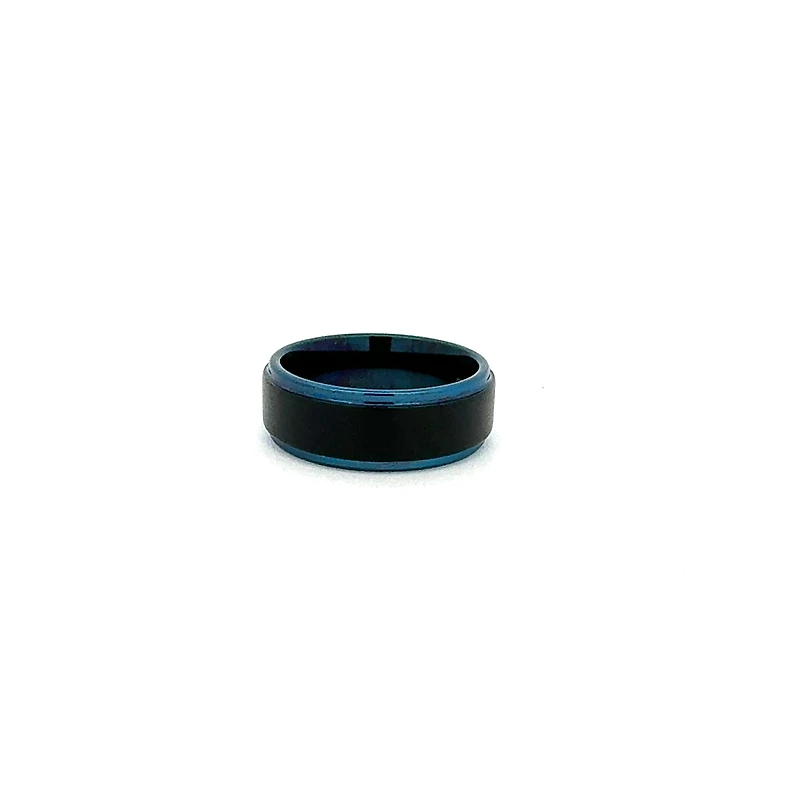 Blue and Black Tungsten Ring - 7