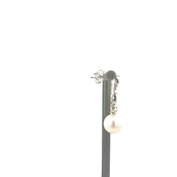 14K White Gold 8mm Cultured Pearl and 0.66cttw Diamond Earrings