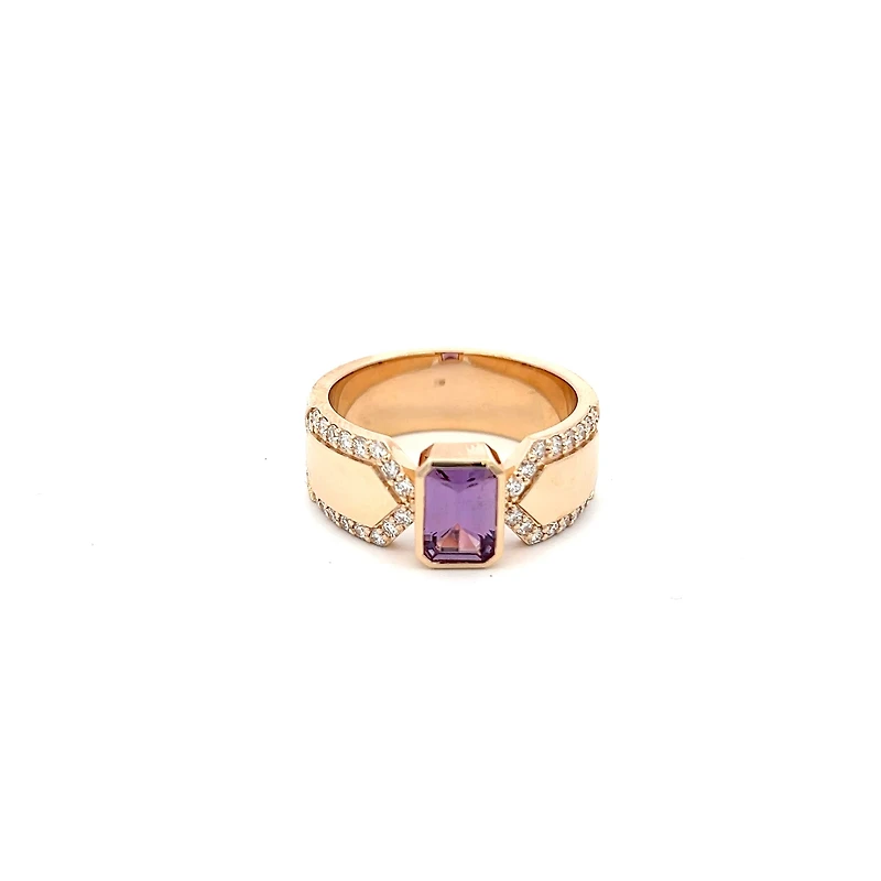 14K Custom Made Purple Sapphire and Diamond Ring