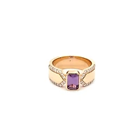 14K Custom Made Purple Sapphire and Diamond Ring