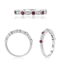 14K White Gold Ruby and Diamond Ring