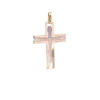 10K 2 Tone Yellow and White Gold Cross -  40mm x 23mm