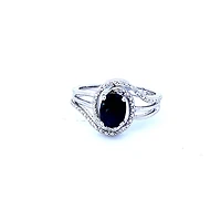 925 Sterling Silver Sapphire & Diamond Ring - 4.5