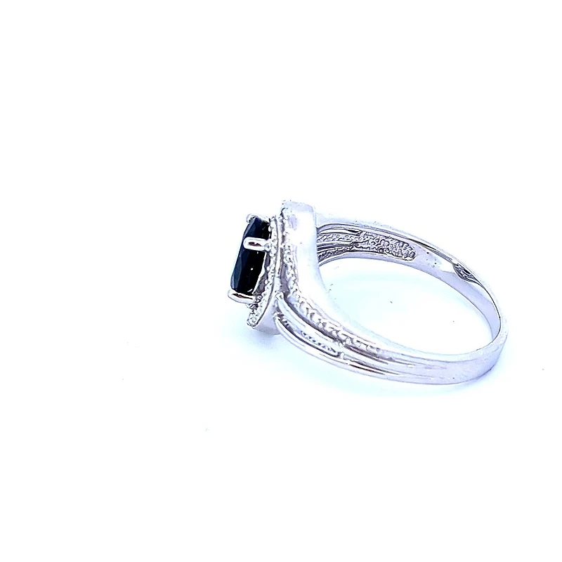 925 Sterling Silver Sapphire & Diamond Ring - 4.5