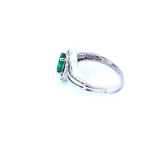 925 Sterling Silver Emerald & Diamond Ring - 4.5