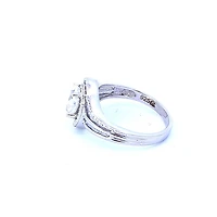 925 Sterling Silver White Topaz & Diamond Ring - 4.5