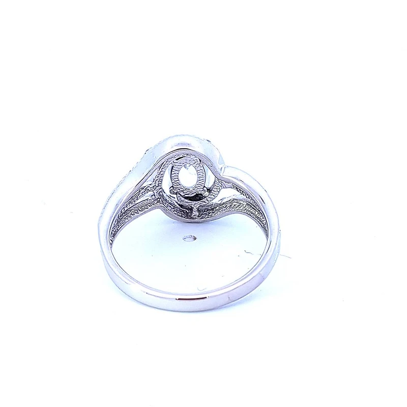 925 Sterling Silver White Topaz & Diamond Ring - 4.5